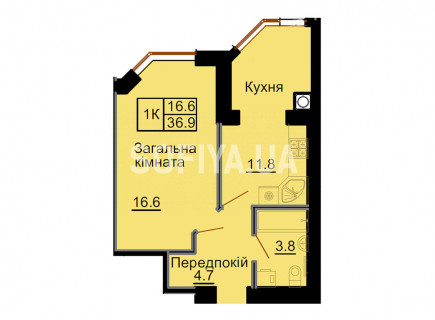 Однокімнатна квартира 36,9 м/кв - ЖК София