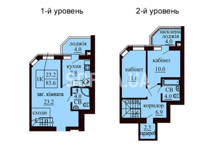 Двухуровневая квартира 83.6 м/кв - ЖК София