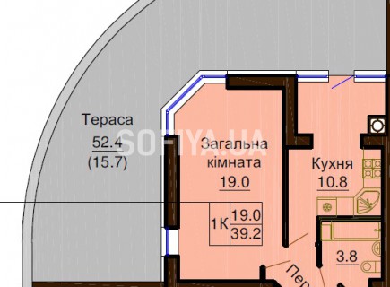 Однокомнатная квартира 39.2 м/кв - ЖК София