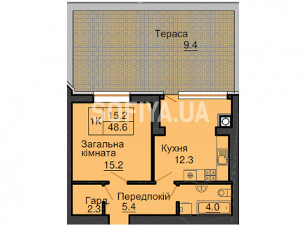 Однокімнатна квартира 39,2 м/кв - ЖК София