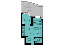 Однокімнатна квартира 39,6 м/кв - ЖК София
