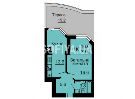 Однокімнатна квартира 39,6 м/кв - ЖК София