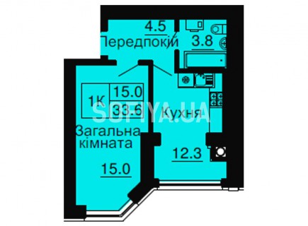 Однокомнатная квартира 33,6 м/кв - ЖК София