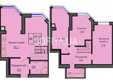 Двухуровневая квартира 99,4 м/кв - ЖК София