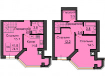 Дворівнева квартира 74,9 м.кв - ЖК София