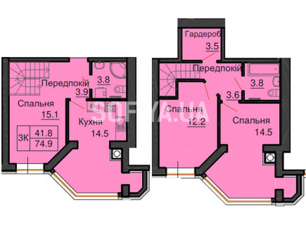 Дворівнева квартира 74,9 м.кв - ЖК София