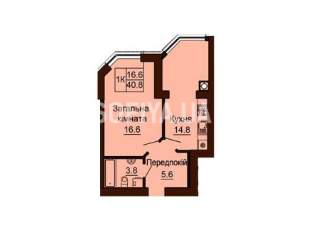 Однокомнатная квартира 40.8 м/кв - ЖК София