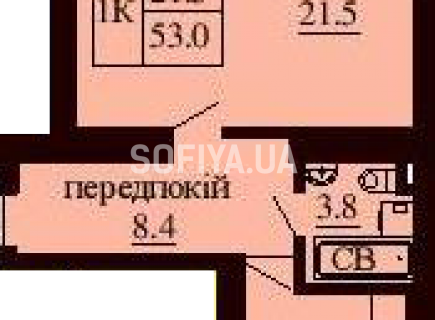 Однокомнатная квартира 53 м/кв - ЖК София