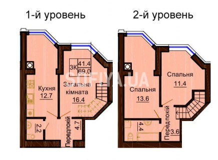 Двухуровневая квартира 69 м/кв - ЖК София