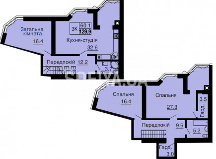 Двухуровневая квартира 129,9 м/кв - ЖК София