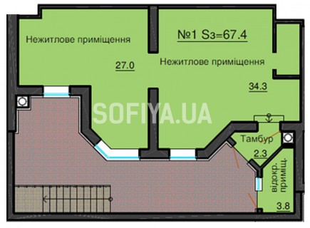 Нежилое помещение 67,4 м/кв - ЖК София