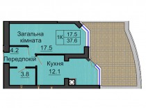 Однокомнатная квартира 37,6 м/кв - ЖК София