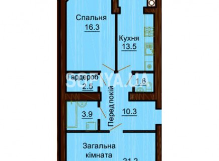 2-х комнатная квартира 69.3 м/кв - ЖК София