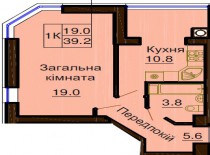 Однокомнатная квартира 39.2 м/кв - ЖК София