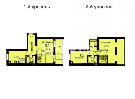 Двухуровневая квартира 106.4 м/кв - ЖК София