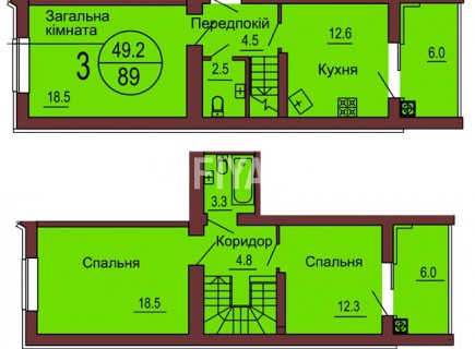 Двухуровневая квартира 89 м/кв - ЖК София