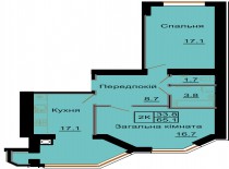 Двухкомнатная квартира 65,1 м/кв - ЖК София