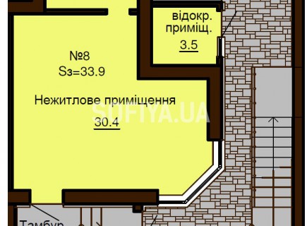 Нежилое помещение 33.9 м/кв - ЖК София