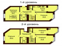 Двухуровневая квартира 130.2 м/кв - ЖК София