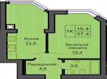 Однокомнатная квартира 37.4 м/кв - ЖК София