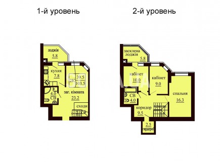 Двухуровневая квартира 103.3 м/кв - ЖК София