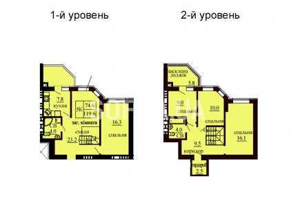 Двухуровневая квартира 119.6 м/кв - ЖК София
