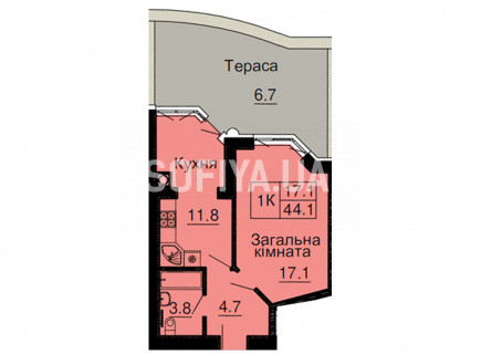 Однокомнатная квартира 37,7 м/кв - ЖК София