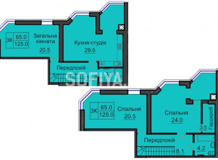 Двухуровневая квартира 125 м/кв - ЖК София