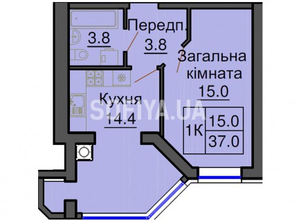Однокомнатная квартира 37 м/кв - ЖК София