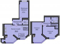 Двухуровневая квартира 108,7 м/кв - ЖК София