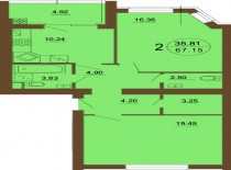 2-х комнатная квартира 67.15 м/кв - ЖК София