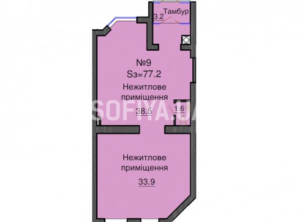 Нежилое помещение 77,2 м/кв - ЖК София