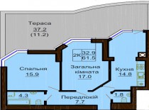 Двухкомнатная квартира 61,5 м/кв - ЖК София