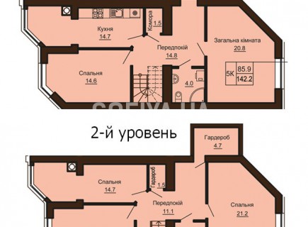 Двухуровневая квартира 142.2 м/кв - ЖК София