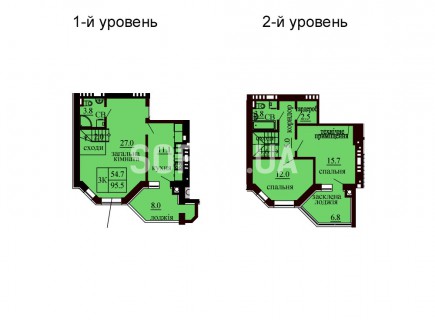 Двухуровневая квартира 95.5 м/кв - ЖК София
