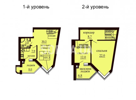 Двухуровневая квартира 105.3 м/кв - ЖК София