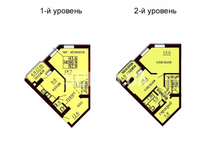 Двухуровневая квартира 92.9 м/кв - ЖК София