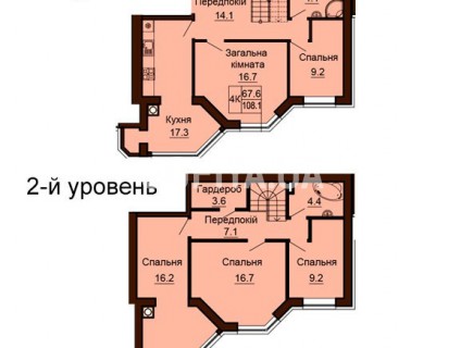 Двухуровневая квартира 108.1 м/кв - ЖК София