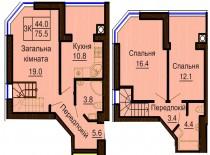 Двухуровневая квартира 75.5 м/кв - ЖК София