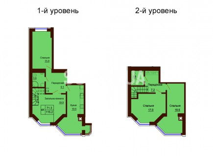 Двухуровневая квартира 115.2 м/кв - ЖК София