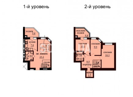 Двухуровневая квартира 103.5 м/кв - ЖК София