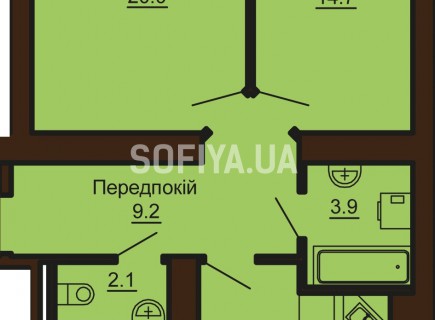 2-х комнатная квартира 64 м/кв - ЖК София