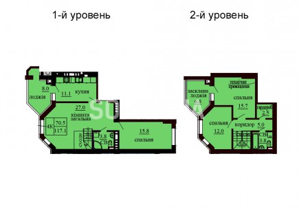 Двухуровневая квартира 117.1 м/кв - ЖК София