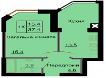 Однокомнатная квартира 37,4 м/кв - ЖК София