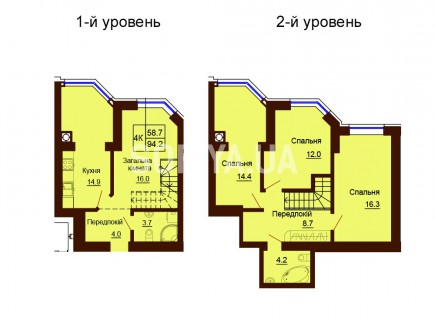 Двухуровневая квартира 94.2 м/кв - ЖК София