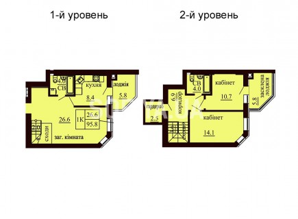 Двухуровневая квартира 95.8 м/кв - ЖК София