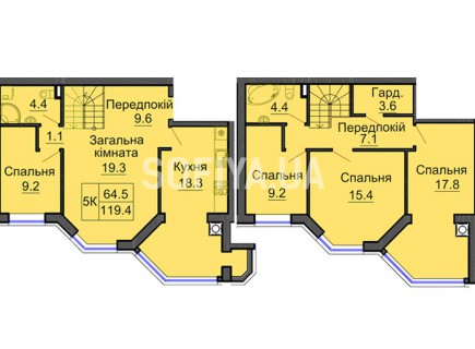 Двухуровневая квартира 119,4 м/кв - ЖК София