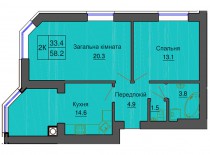 Двухкомнатная квартира 58.2 м/кв - ЖК София