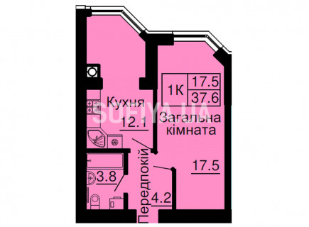 Однокомнатная квартира 37,6 м/кв - ЖК София