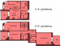 Двухуровневая квартира 110.7 м/кв - ЖК София